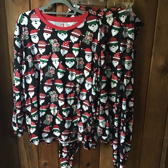 PJ Place Other - PJ Place Pajamas Size XXXL Black Cool Santa 2 Piece Long Sleeves Christmas
